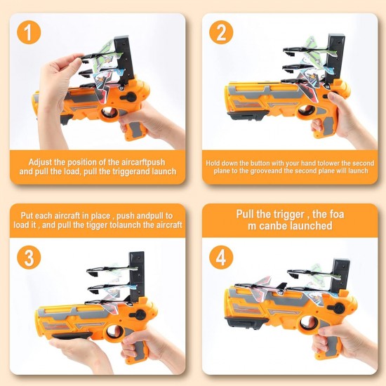 مسدس اطلاق طائرات لعبة اطلاق طائرات رغوية مزودة بوحدة طرد تعمل بضغطة واحدة العاب مكونة من 5  قطع طائرات شراعية موديل 6282017581152