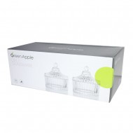 علبة من الكريستال الشفاف Green Apple مع غطاء كريستال وعاء سكر يستخدم على نطاق واسع وعاء حلوى مزخرف تمرية 2 حبة موديل 6974415469452