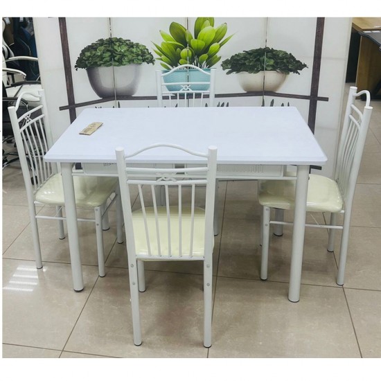 طاولة طعام مستطيل قواعد حديد 4 كرسي 0069991002 طاولة طعام مستطيل قواعد حديد 4 كرسي 0069991002