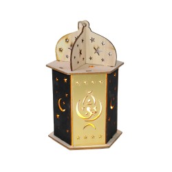 زينة رمضان فانوس خشبي  مضيئ صغير مقاس 16 سم موديل 6930000162290