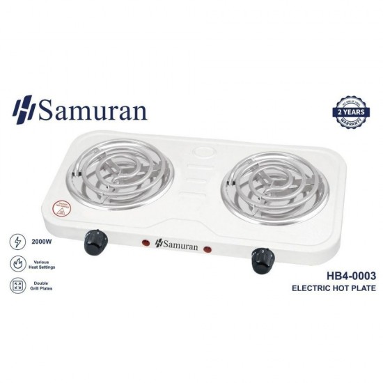 موقد غاز كهربائي Samuran – 2 عين حلزوني | 2000 واط6282025040030 موقد غاز كهربائي Samuran – 2 عين حلزوني | 2000 واط6282025040030