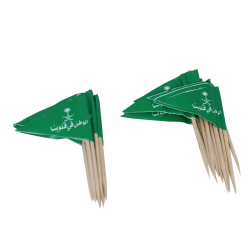 تغريسات علم باعواد خشبية  - أعلام صغيرة مزينة بطبعة تعبر عن اليوم الوطني للمملكة العربية السعودية، من 24 قطعة أخضر موديل 2019123396899