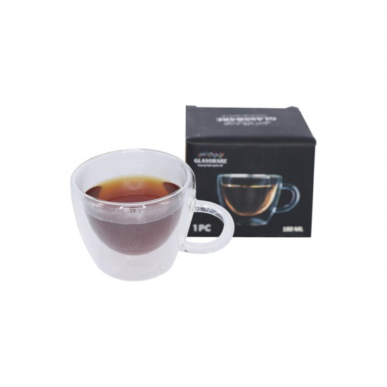  كريستال كوب قهوة زجاج دبل  -    أكواب شاي من الزجاج مزدوجة الطبقة من 1 قطع شفاف 180 ملي – موديل 600220
