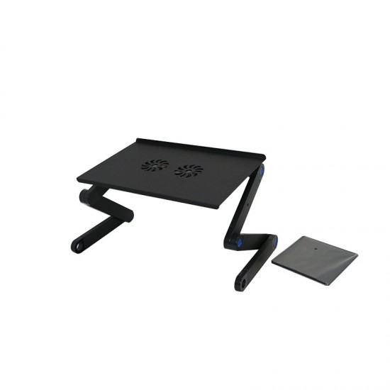 طاولة لابتوب قابلة للطي مزودة بحامل للوحة الماوس  مع مروحتين usb للتبريد  لون اسود laptop table t8