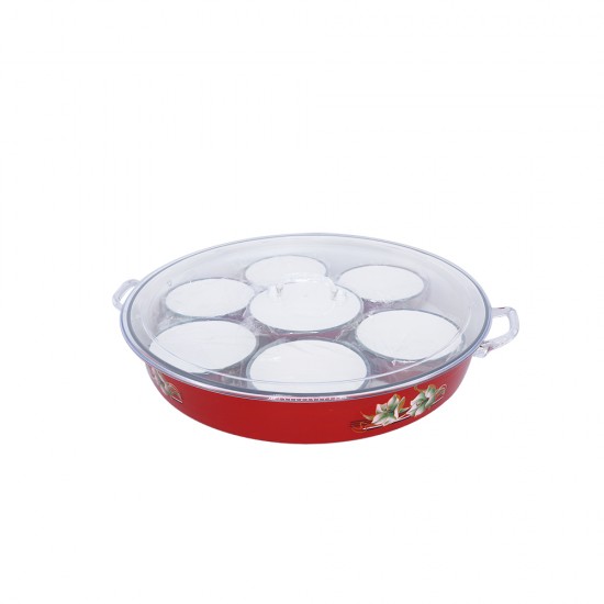 طقم افطار غضار احمر 