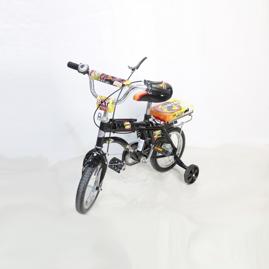 دراجة أطفال رامبو - سيكل  مزودة بعجلات تدريب وكرسي خلفي  مقاس 12 بوصة ، لون اسود موديل 358165