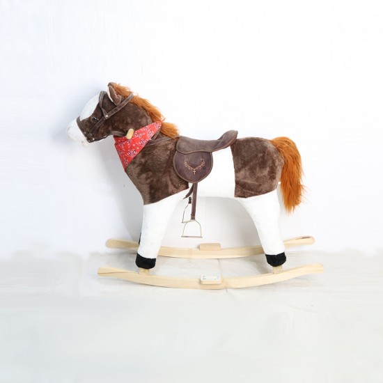 حصان أرجوحة خشبية حصان هزاز للأطفال - لعبة حصان للركوب مزود بموسيقى مقاس 90 سم * 60 سم