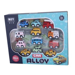 ALLOY CAR Mini FIeet ، 12 حزمة متنوعة من مجموعة سيارات حديدية صغيرة ، شاحنة سحب وألعاب سيارات للأولاد ، هدايا حفلات الأطفال 5 سم  مجموعة ألعاب سيارات مصبوبة 6153010149598