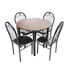 طاولة طعام  خشب دائرية بلون رخامي - طاولة مطبخ مع 4 كراسي - مقاس دائرة 88 سم * ارتفاع 76 سم موديل 00600746