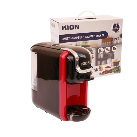 KION  صانعة القهوة  متعددة الكبسولات من كيون /  ألة  KHD/501Rقهوة كبسولات 3 *1 أحمر قوة 1450 وات موديل 