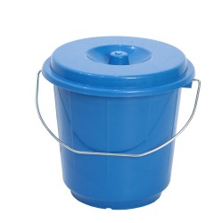 جردل - دلو  بلاستيكي بغطاء ومقبض للتنظيف والتخزين سعة 5 لتر  - سطل بلاستيك متعدد الاستخدامات - الوان متعددة  موديل 070958