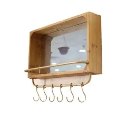 استاند كوفي تعليقة كافية خشب ديكور مع مرايا  مقاس 36*40*8 سم موديل 1002227