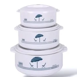  طقم حافظات طعام بلاستيك 3 حبات بغطاء – سعات 0.85، 1.5، و2.5 لتر8901372184720