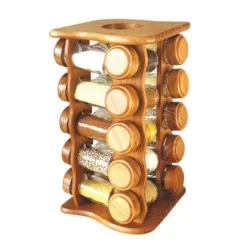  طقم علب بهارات زجاجية مع استاند خشب – 20 قطعة (EX-85415)4895239189468