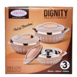  حافظات طعام معزولة ستانلس ستيل ديجنيتي – 3 قطع (2500 – 3500 – 5000 مل)8902330056479