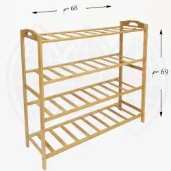  رف خشبي متعدد الاستخدامات 4 أدوار العرض 68 سم، الارتفاع 69 سم6847004852785