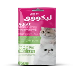  LEKOOO CAT FOOD Adult RICE IN LAMB 650g أكل قطط جاف6973033846225